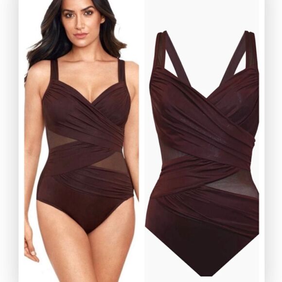 NWT Miraclesuit Swim Network One-Piece Swimsuit Sumatra LOOK 10 Pounds slimmer - Picture 1 of 13